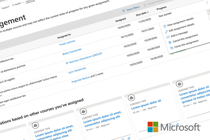 Learning Management Feature for Microsoft Services Hub