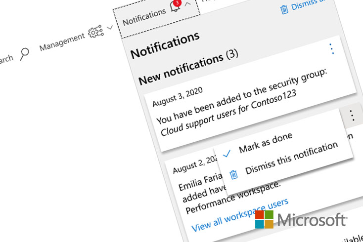 Notifications Feature for Microsoft Services Hub